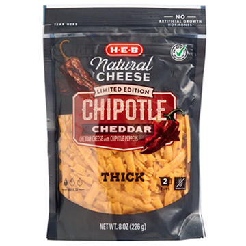 H-E-B Chipotle Cheddar Shredded Cheese, Thick Cut