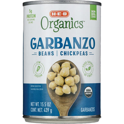 H-E-B Organics Low Sodium Garbanzo Beans Chickpeas, 15.5 oz