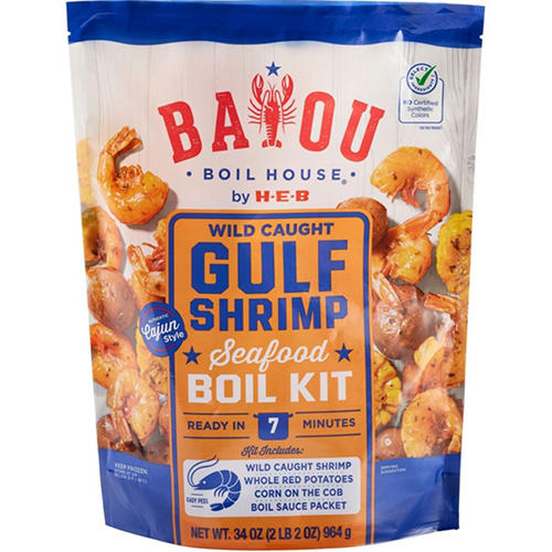 Bayou Boil House by H-E-B Frozen Wild Caught Gulf Shrimp Seafood Boil Kit, 34 oz