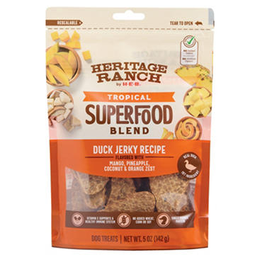 Heritage Ranch by H-E-B Tropical Super Food Blend  Dog Treats - Mango Coconut Duck Jerky