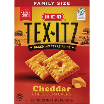 H-E-B Tex-itz Cheddar Crackers - Family Size