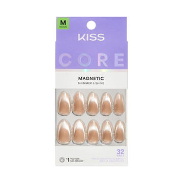 KISS CORE Magnetic Shimmer & Shine Nails -  Amazon Falls (Beige Almond Medium Nails)
