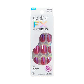 KISS Color FX by imPRESS No Glue Press-On Manicure Nails - Around You (Pink Oval Short Nails)