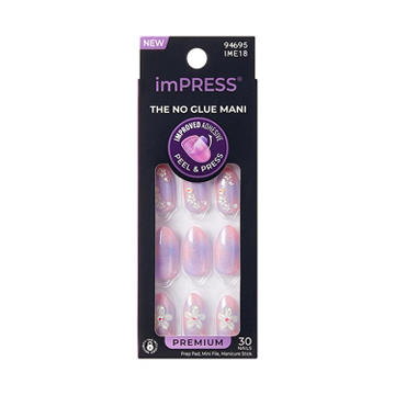 KISS imPRESS No Glue Manicure Nails - Premium Pick Me First (Multicolor Oval Medium Nails)