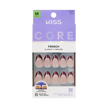 KISS CORE French Nails - Cheerful (Red Almond Medium Nails)