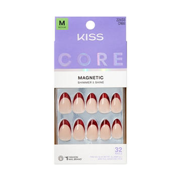 KISS CORE Magnetic Nails - Glistering (Red Almond Medium Nails)