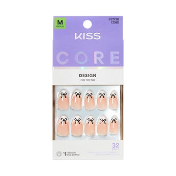 KISS CORE Design Nails - Our Moments (Beige and Black Almond Medium Nails)