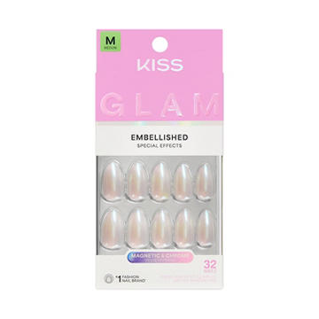 KISS GLAM Embellished Nails - Dive (Pink Almond Medium Nails)