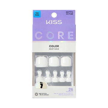 KISS CORE Color Pedicure - Toe-Tally Yours (White Squaoval Short Toenails)