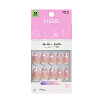 KISS GLAM Embellished Nails - Stardust Wonder (Pink Almond Medium Nails)