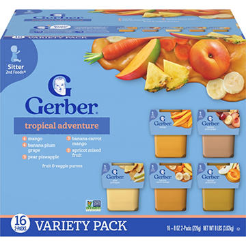 Gerber Tropical Adventure Baby Food Variety Pack, 8 oz Tubs, 2 pk