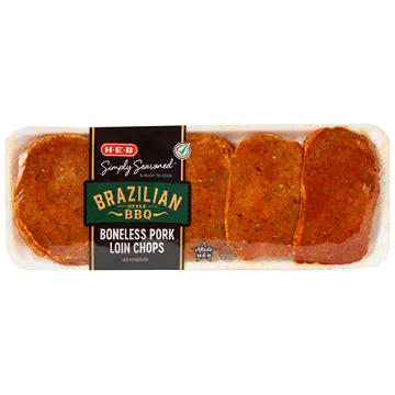 H-E-B Simply Seasoned Boneless Pork Loin Chops - Brazilian Style BBQ
