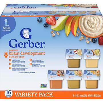 Gerber Brain Development Baby Food Variety Pack, 8 oz Tubs, 2 pk