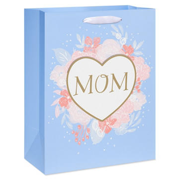 American Greetings Large Mother's Day Gift Bag with Card Holder Pocket - Floral Wreath