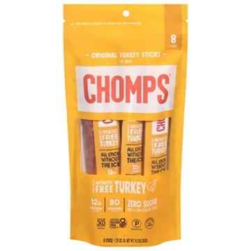 Chomps 12g Protein Original Turkey Jerky Meat Sticks
