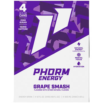 Phorm Energy Drink 4 pk Cans - Grape Smash