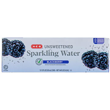 H-E-B Unsweetened Blackberry Sparkling Water 12 pk Cans