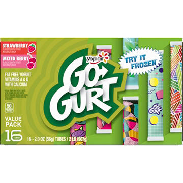 Yoplait GoGurt Fat Free Mixed Berry & Strawberry Yogurt Tubes Value Pack