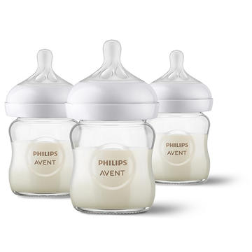Avent Natural 4 oz Glass Baby Bottles for 0-3 Months