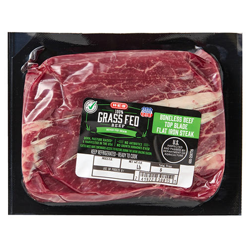 H-E-B Grass Fed Beef Boneless Flat Iron Steak - USDA Choice