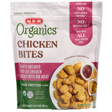H-E-B Organics Frozen Lightly Breaded Chicken Bites