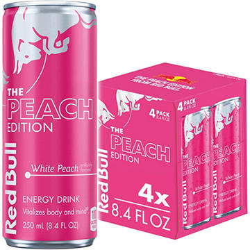Red Bull Peach Edition White Peach Energy Drink 4 pk Cans