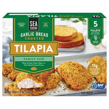 Sea Cuisine Frozen Tilapia Fillets Family Size - Garlic Bread Crusted