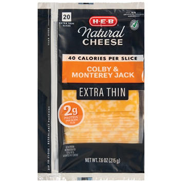 H-E-B Colby Jack Sliced Cheese, Extra Thin