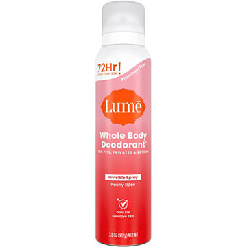 Lume Women 72 Hr Whole Body Aluminum Free Invisible Spray Deodorant - Peony Rose