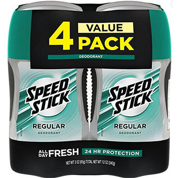 Speed Stick Men 24 Hr Deodorant Solid - Regular, 4 pk
