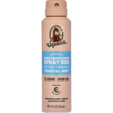 Dr. Squatch Men's Natural Odor Squatching Aluminum Free Deodorant Spray - Coastal Mist