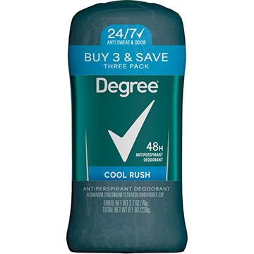 Degree Men 48 Hr Antiperspirant Deodorant Solid - Cool Rush, 3 pk