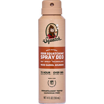 Dr. Squatch Men's Natural Odor Squatching Aluminum Free Deodorant Spray - Wood Barrel Bourbon