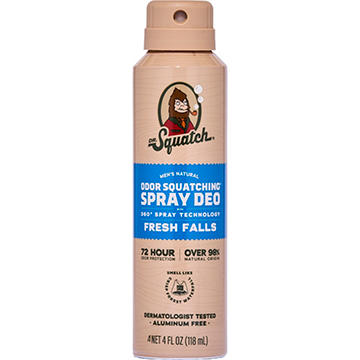 Dr. Squatch Men's Natural Odor Squatching Aluminum Free Deodorant Spray - Fresh Falls