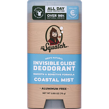 Dr. Squatch Men's Natural Invisible Glide Aluminum Free Deodorant Solid - Coastal Mist