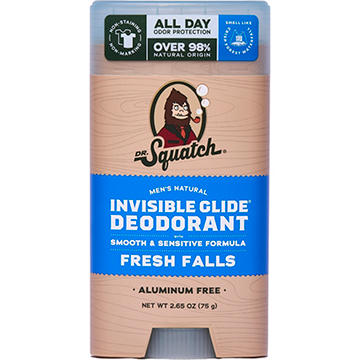 Dr. Squatch Men's Natural Invisible Glide Aluminum Free Deodorant Solid - Fresh Falls