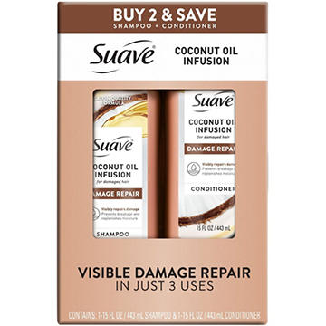 Suave Coconut Oil Infusion Damage Repair Shampoo & Conditioner 2 pk