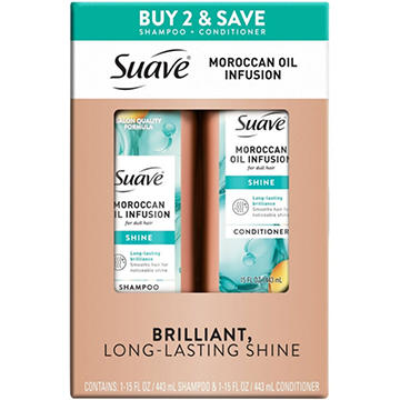 Suave Moroccan Oil Infusion Moroccan Shine Shampoo & Conditioner 2 pk