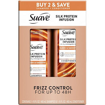 Suave Silk Protein Infusion Sleek & Smooth Shampoo & Conditioner 2 pk