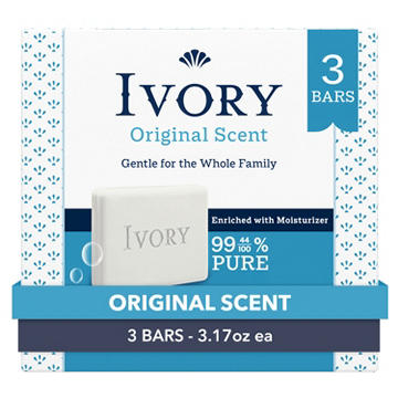 Ivory Gentle Bar Soap, Designed for Whole Family, 99.44% Pure Formula, Original Scent, 3.17 oz (3 Count)