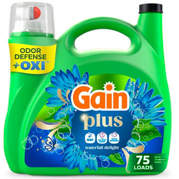 Gain Liquid Laundry Detergent with Oxi, 75 Loads - Waterfall Delight Scent