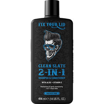 Fix Your Lid Men's Fresh Slate 2-in-1 Shampoo & Conditioner - Aloe & Vitamin E, Sulfate Free