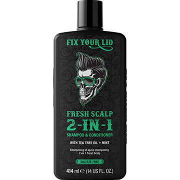 Fix Your Lid Men's Fresh Scalp 2-in-1 Shampoo & Conditioner - Tea Tree & Mint, Sulfate Free
