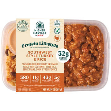 Higher Harvest by H-E-B 32g Protein Lifestyle Meal - Southwest Style Turkey & Rice