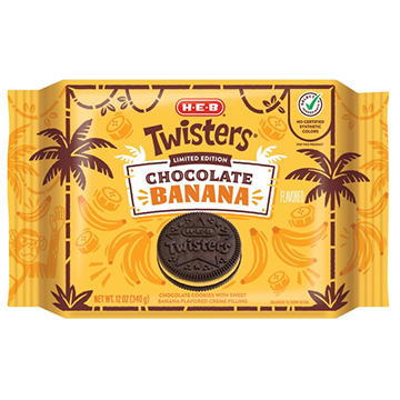 H-E-B Limited Edition Twisters Chocolate Banana Sandwich Cookies 