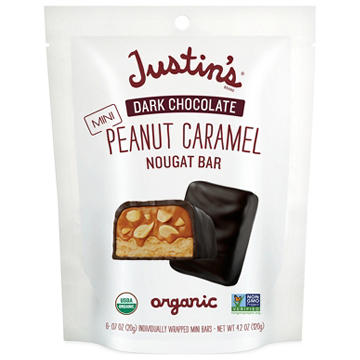 Justin's Organic Mini Dark Chocolate Peanut Caramel Nougat Bars, 6 pc