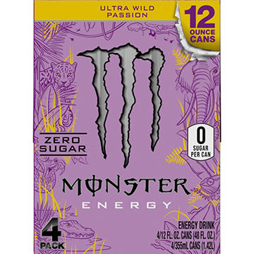 Monster Energy Zero Sugar Ultra Wild Passion Energy Drink 4 pk Cans