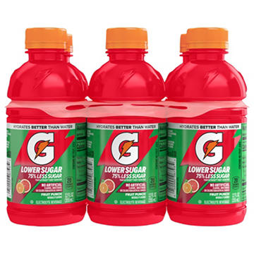 Gatorade Lower Sugar Fruit Punch Electrolyte Beverage 6 pk Bottles