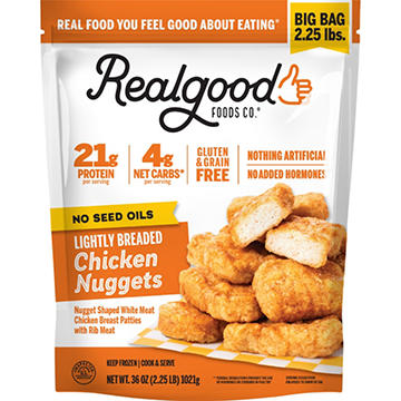 Real Good Foods Co. Frozen Lightly Breaded Chicken Nuggets - Big Bag