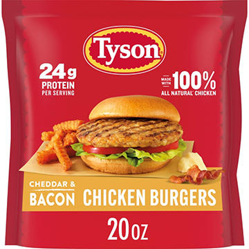 Tyson Frozen Chicken Burgers - Cheddar & Bacon
